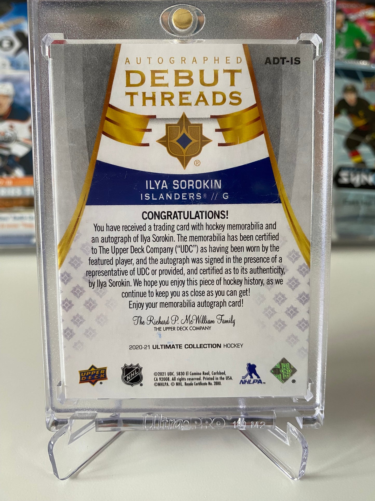 Ilya Sorokin Autographed Debut Threads /49