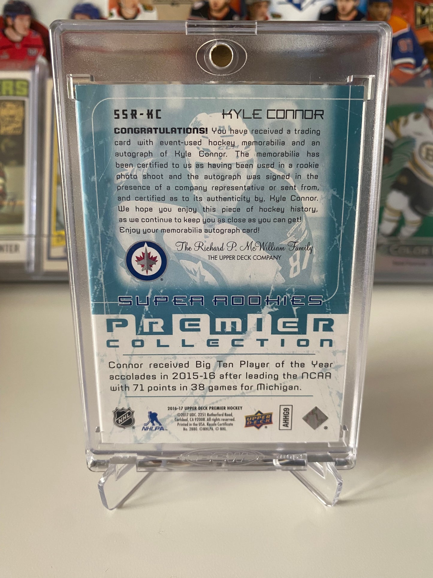 Kyle Connor 16-17 Upper Deck Premier Super Rookies Patch Auto /99